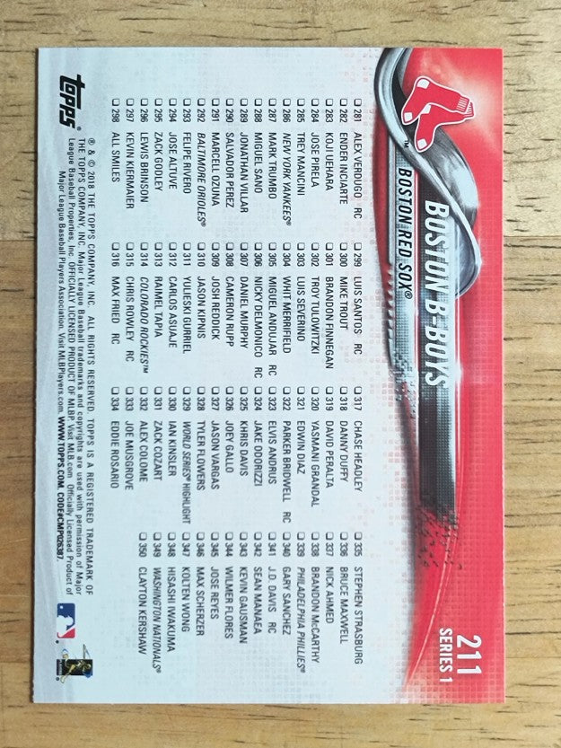 2018 Topps #211 Boston B-Boys/Mookie Betts/Jackie Bradley Jr./Andrew Benintendi