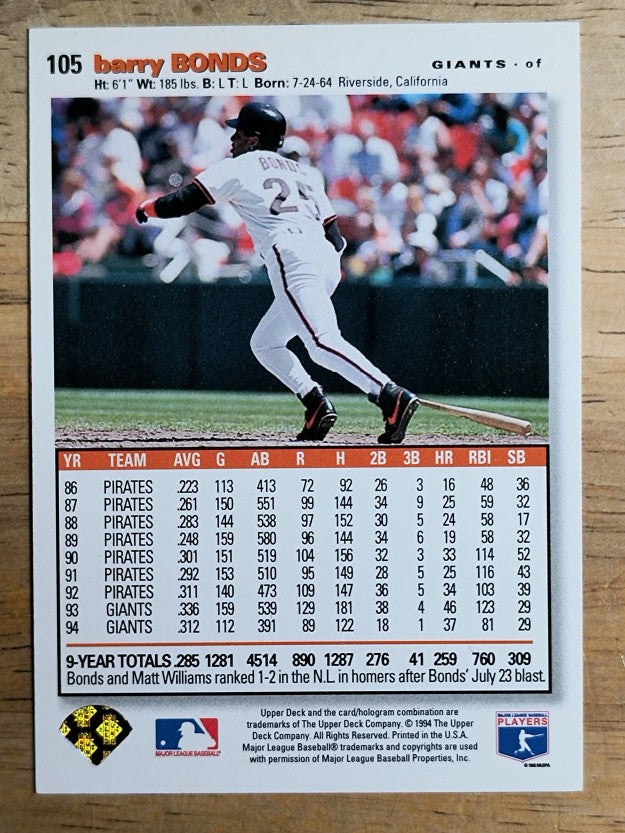 1995 Collector's Choice SE #105 Barry Bonds