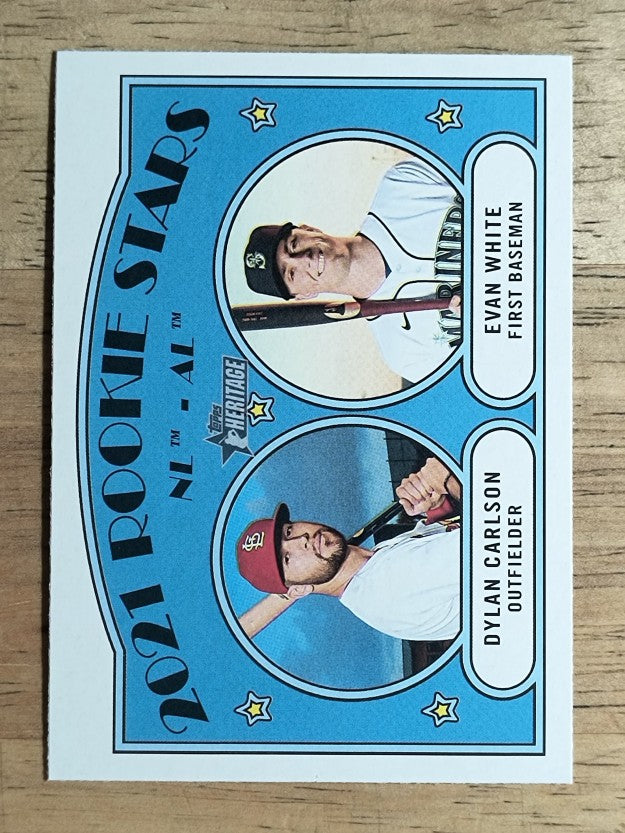 2021 Topps Heritage #295 Dylan Carlson RC/Evan White RC