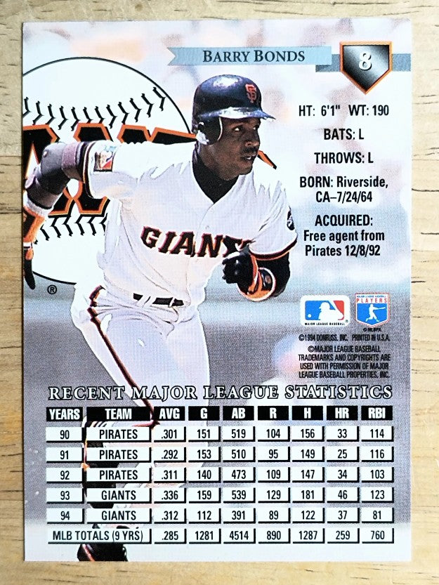 1995 Donruss #8 Barry Bonds