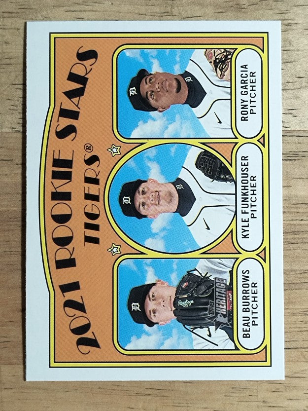 2021 Topps Heritage #71 Beau Burrows RC/Rony Garcia RC/Kyle Funkhouser RC