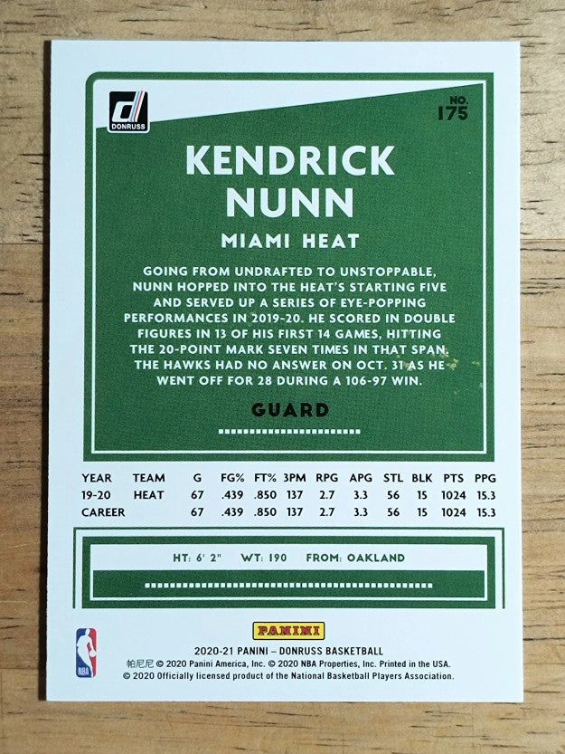2020-21 Donruss #175 Kendrick Nunn