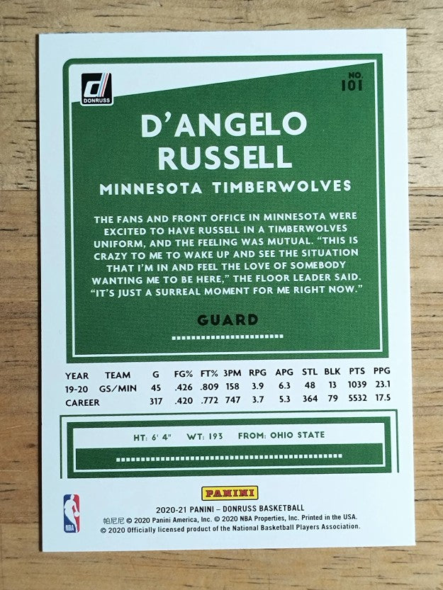 2020-21 Donruss #101 D'Angelo Russell