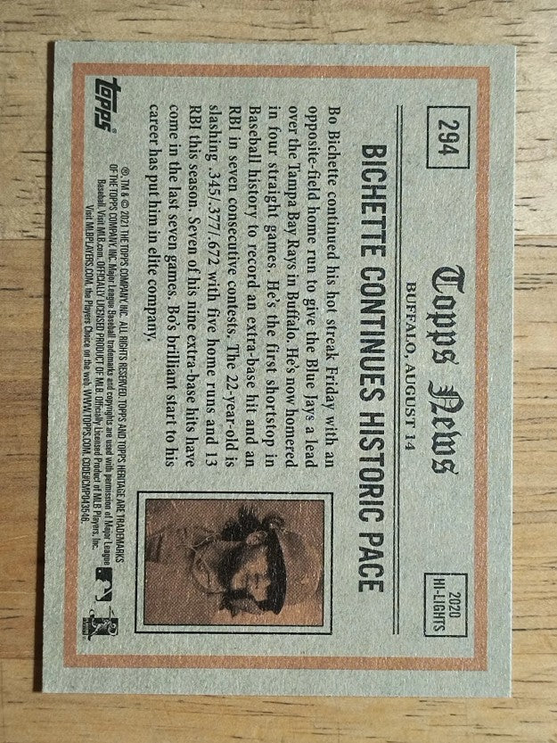 2021 Topps Heritage #294 Bo Bichette IA