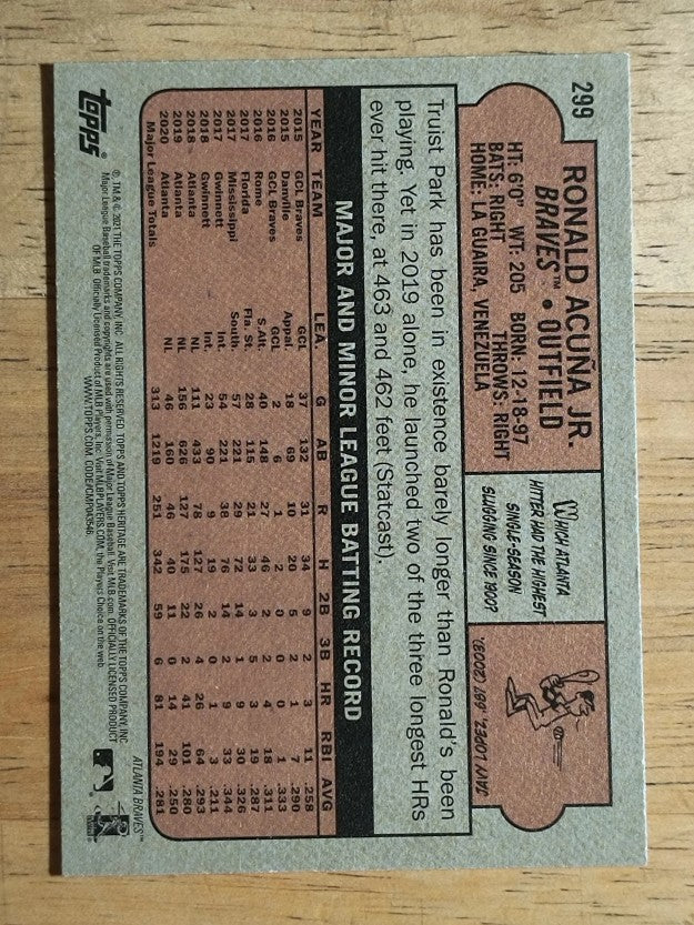 2021 Topps Heritage #299 Ronald Acuna Jr.
