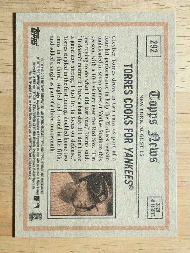 2021 Topps Heritage #292 Gleyber Torres IA
