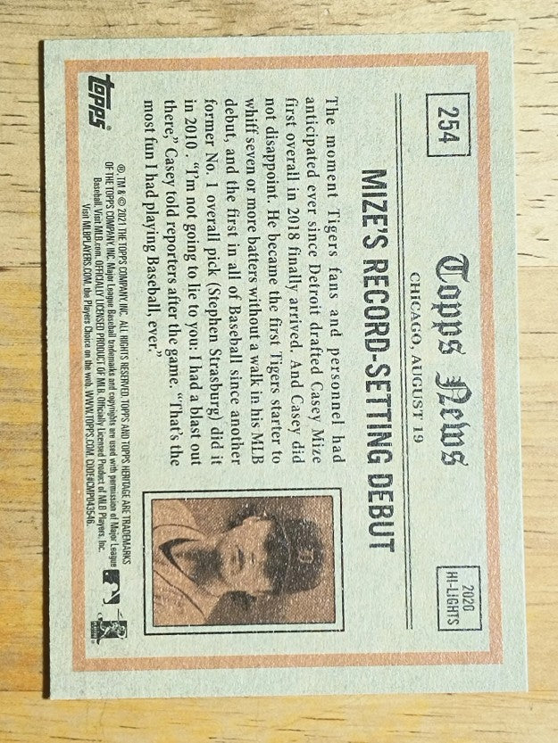2021 Topps Heritage #254 Casey Mize IA