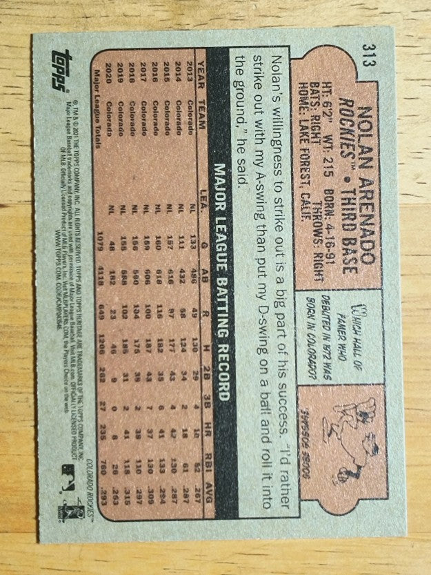 2021 Topps Heritage #313 Nolan Arenado