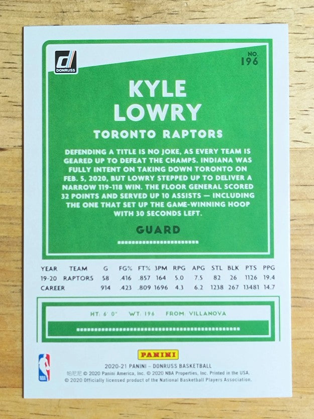 2020-21 Donruss #196 Kyle Lowry