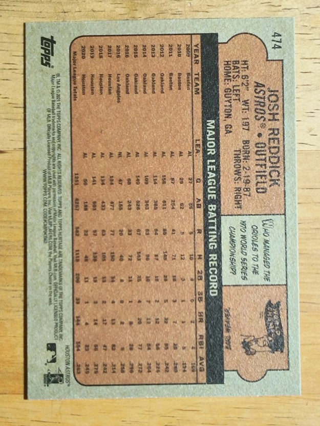 2021 Topps Heritage #474 Josh Reddick SP