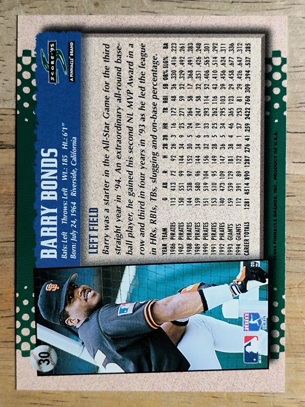 1995 Score #30 Barry Bonds