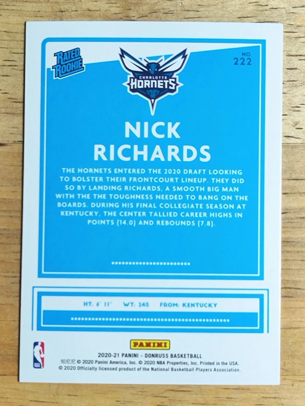 2020-21 Donruss #222 Nick Richards RR RC