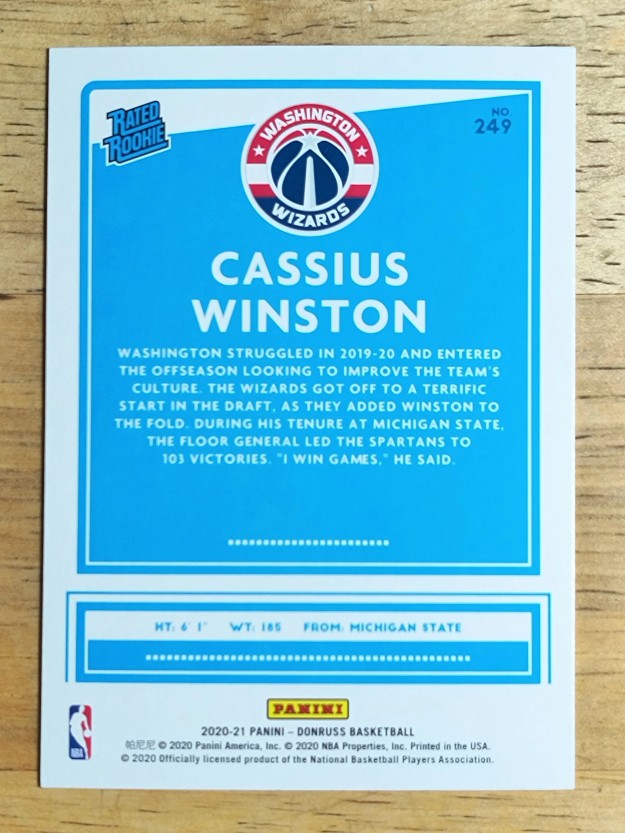 2020-21 Donruss #249 Cassius Winston RR RC