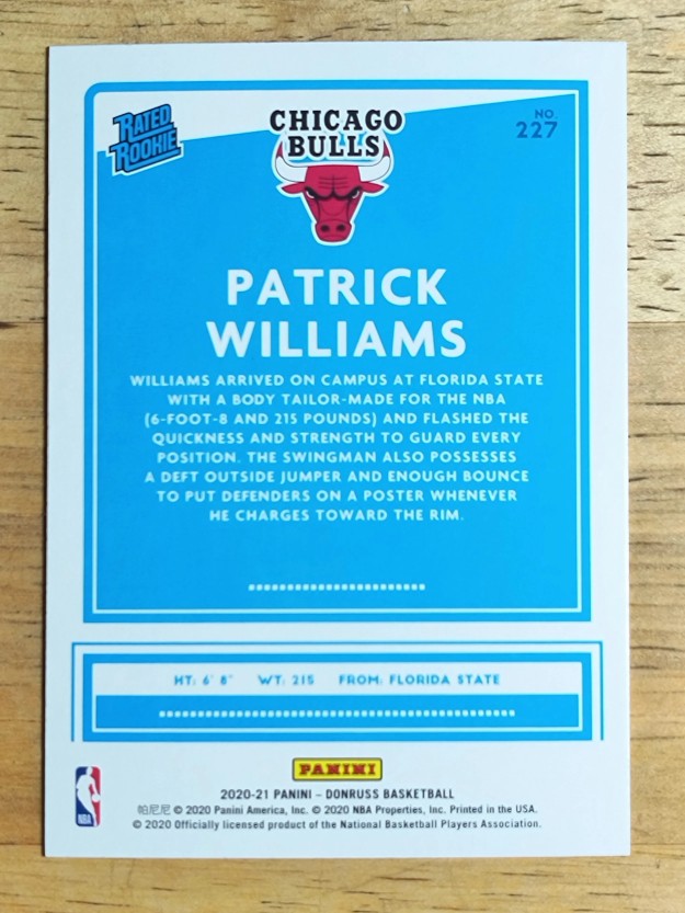 2020-21 Donruss #227 Patrick Williams RR RC