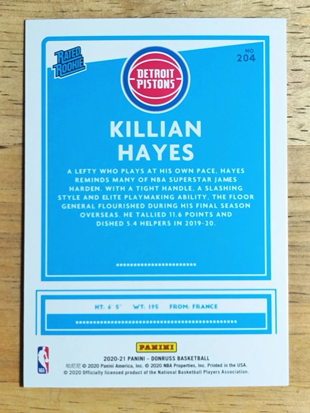 2020-21 Donruss #204 Killian Hayes RR RC