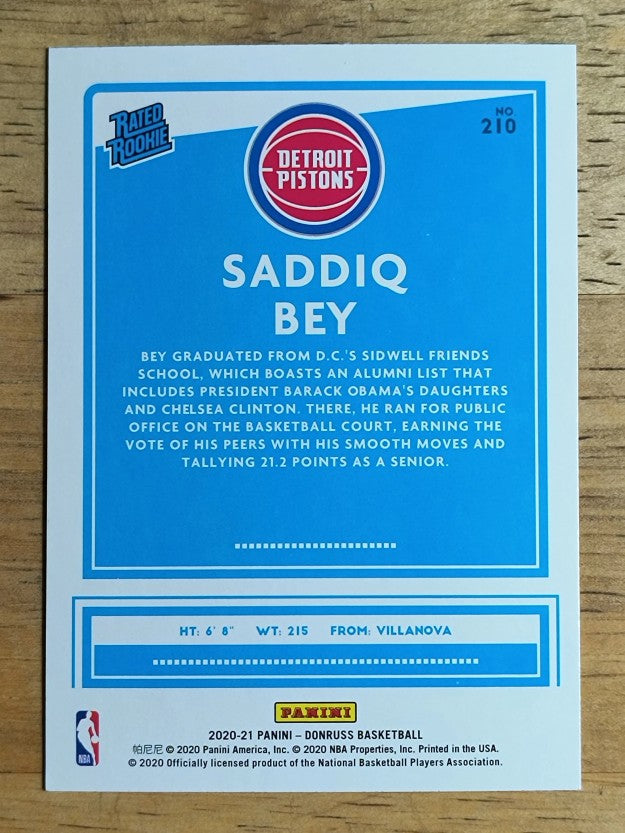 2020-21 Donruss #210 Saddiq Bey RR RC