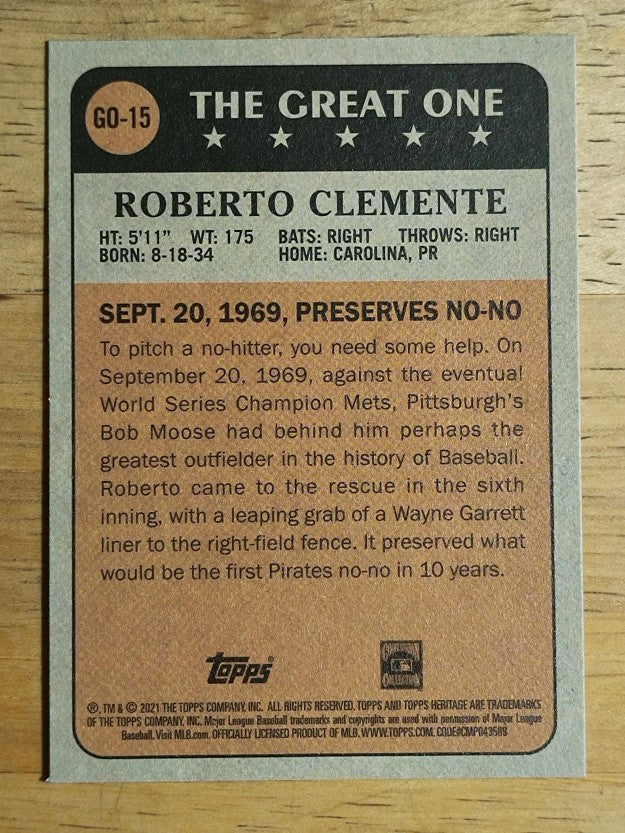 2021 Topps Heritage The Great One #GO15 Roberto Clemente