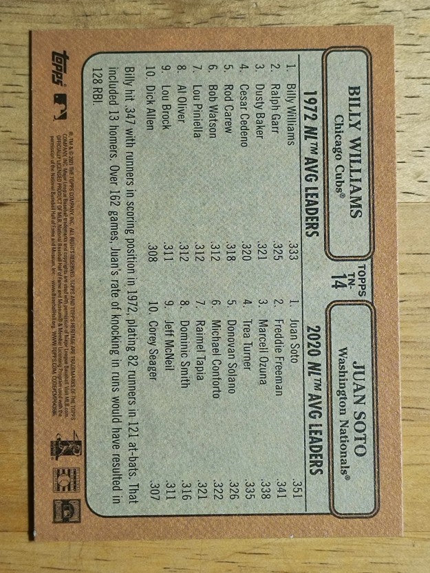 2021 Topps Heritage Then and Now #TN14 Billy Williams/Juan Soto