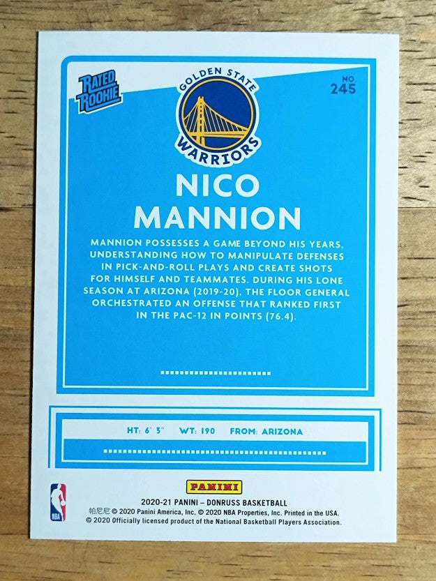 2020-21 Donruss #245 Nico Mannion RR RC