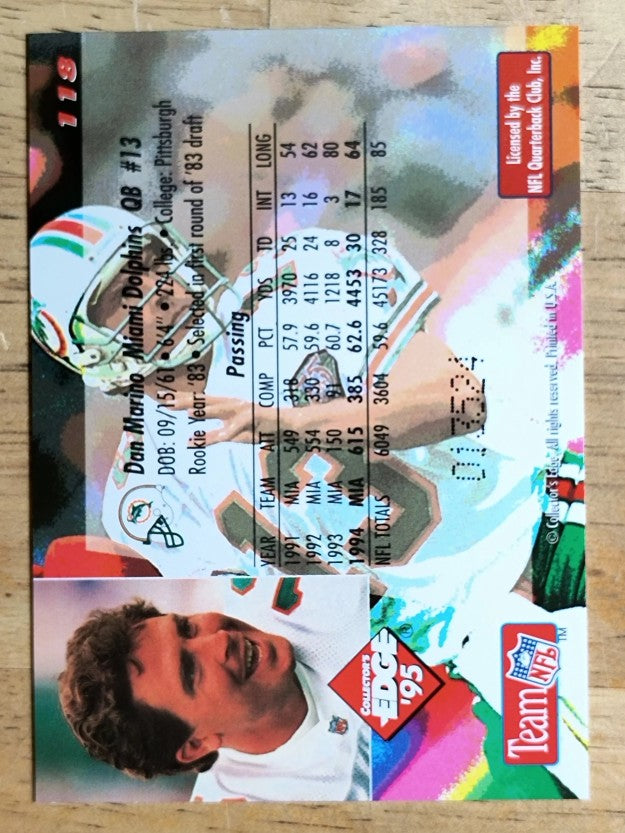 1995 Collector's Edge Black Label #118 Dan Marino
