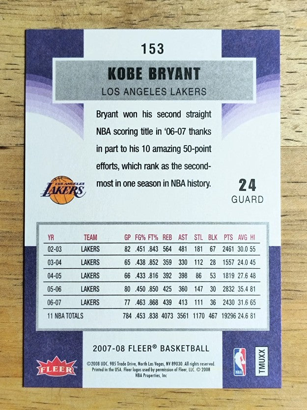 2007-08 Fleer #153 Kobe Bryant