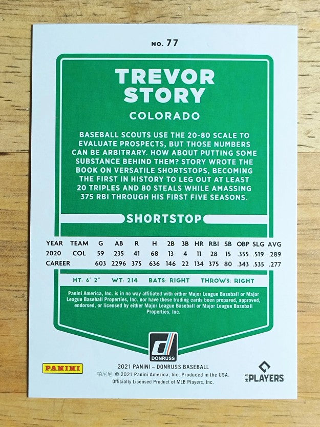 2021 Donruss #77 Trevor Story