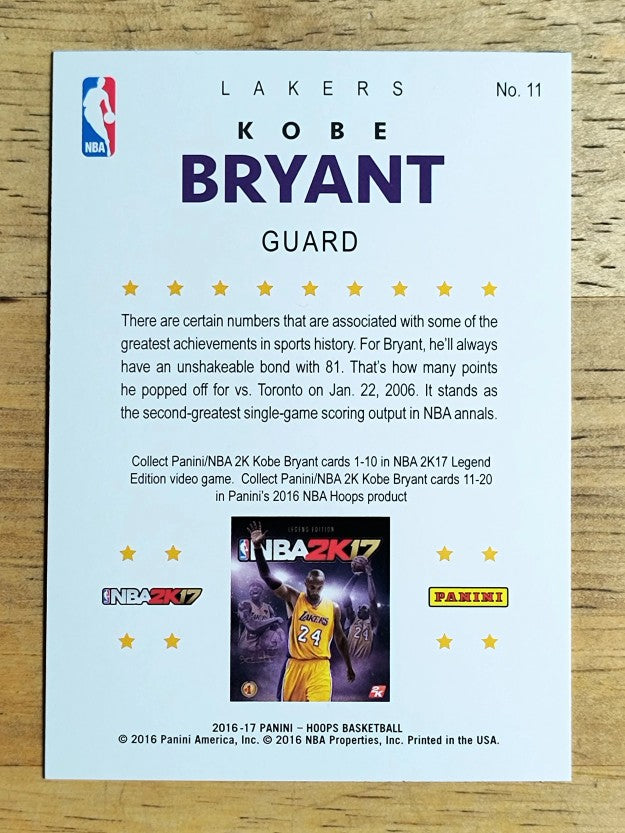 2016-17 Hoops Kobe 2K Hoops #11 Kobe Bryant