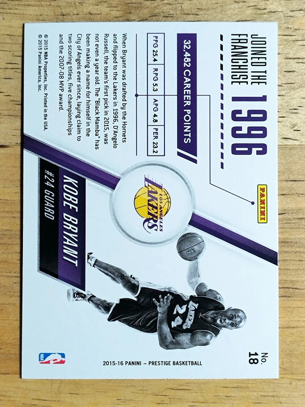 2015-16 Prestige Franchise Favorites #18 Kobe Bryant
