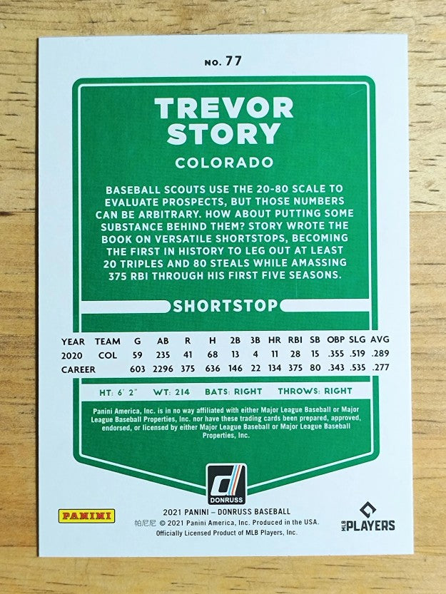 2021 Donruss #77 Trevor Story