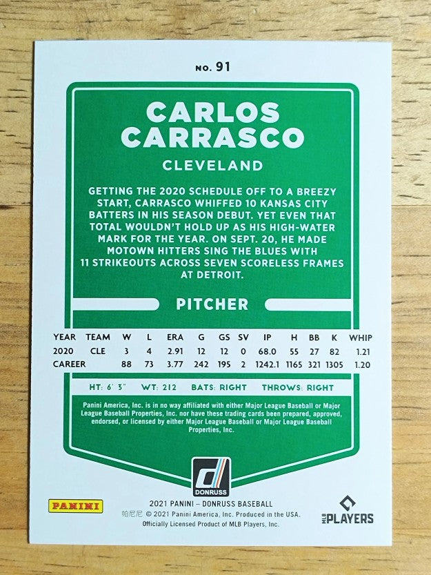2021 Donruss #91 Carlos Carrasco