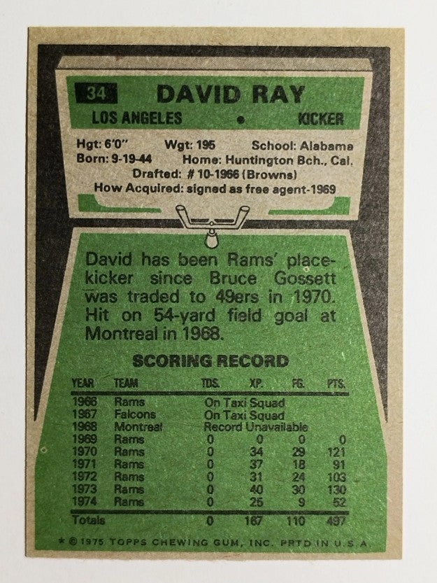 1975 Topps #34 David Ray (MINT)