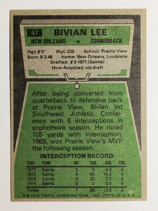 1975 Topps #47 Bivian Lee (MINT)
