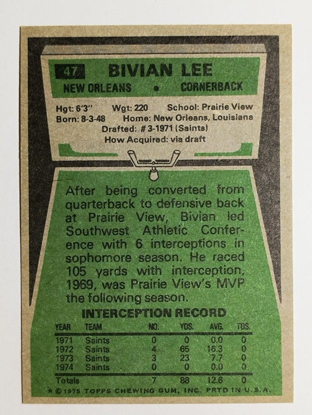 1975 Topps #47 Bivian Lee (MINT)