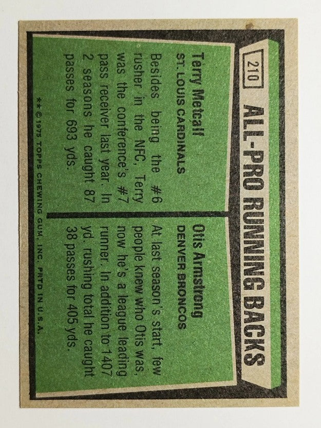 1975 Topps #210 All Pro Backs/Terry Metcalf/Otis Armstrong (NMMT)