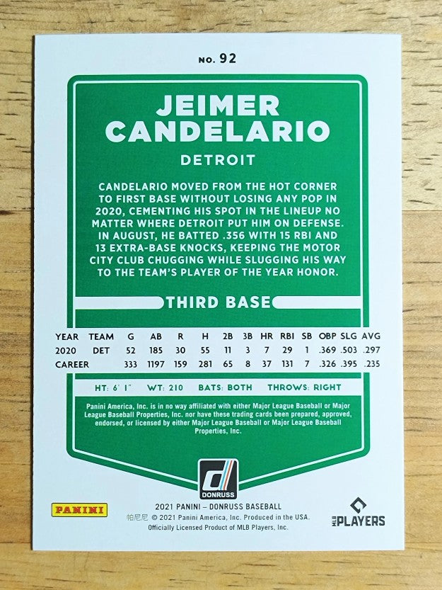 2021 Donruss #92 Jeimer Candelario