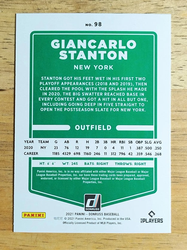 2021 Donruss #98 Giancarlo Stanton
