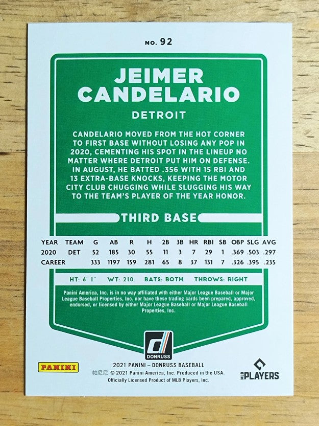 2021 Donruss #92 Jeimer Candelario