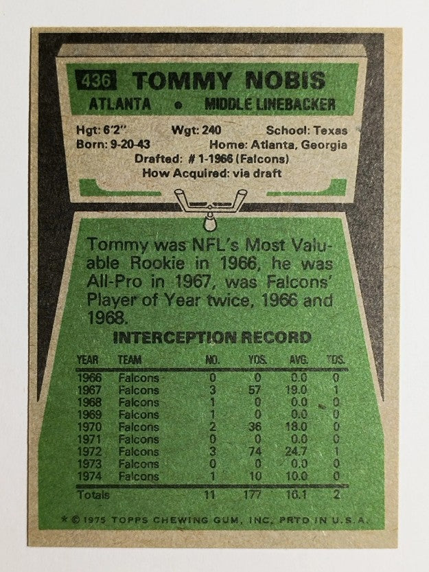 1975 Topps #436 Tommy Nobis (NM)