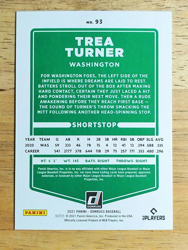 2021 Donruss #93 Trea Turner