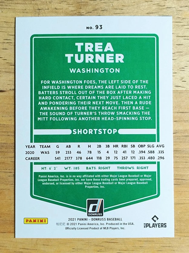 2021 Donruss #93 Trea Turner