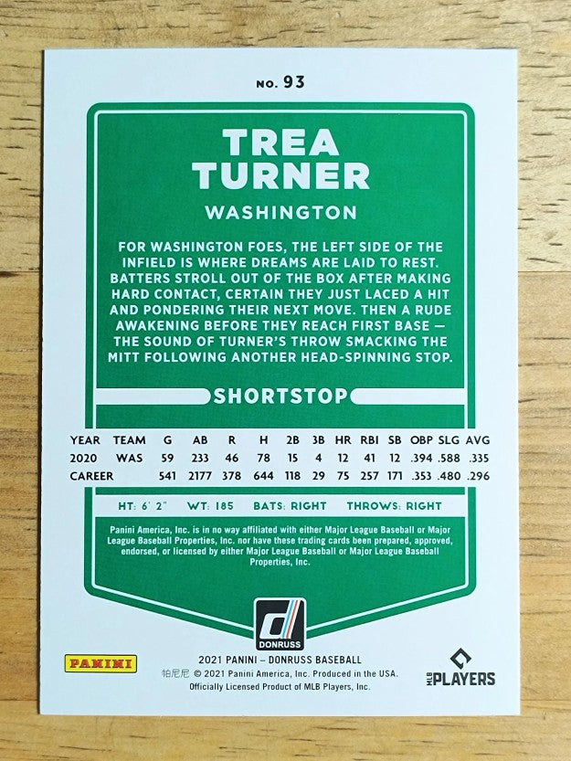 2021 Donruss #93 Trea Turner