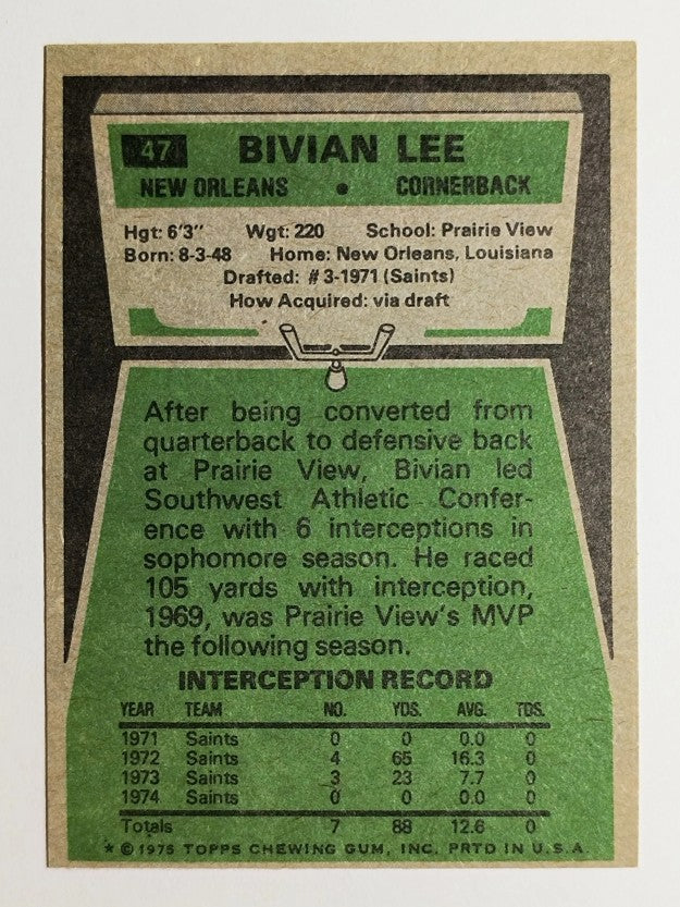 1975 Topps #47 Bivian Lee (MINT)