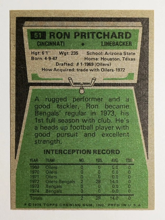 1975 Topps #51 Ron Pritchard RC (MINT)