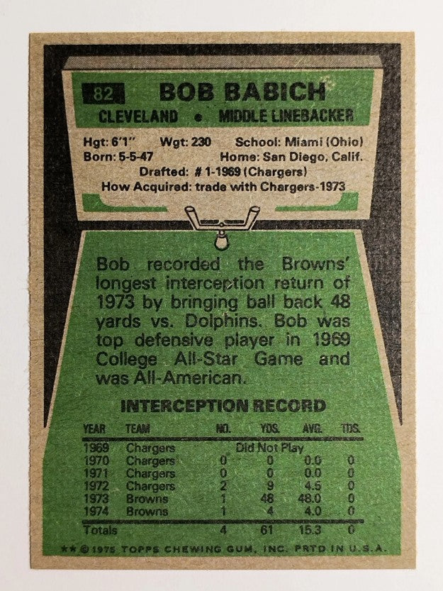 1975 Topps #82 Bob Babich (MINT)