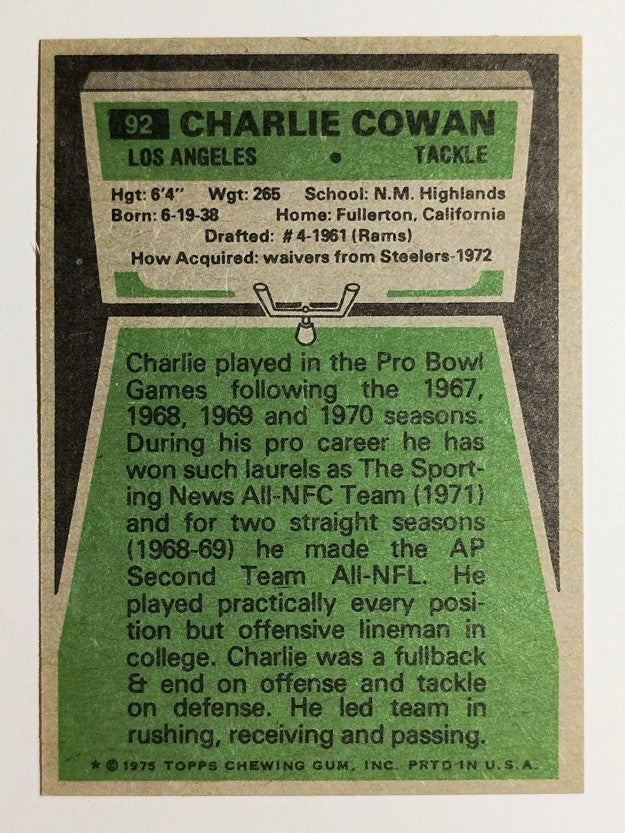 1975 Topps #92 Charlie Cowan (MINT)