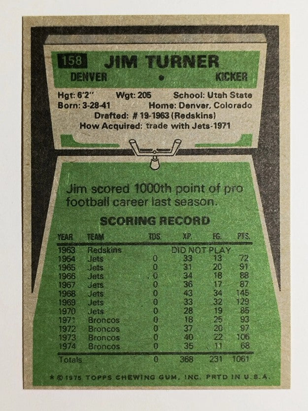 1975 Topps #158 Jim Turner (MINT)