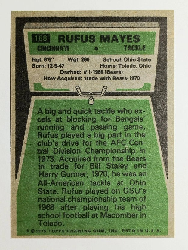 1975 Topps #168 Rufus Mayes (MINT)