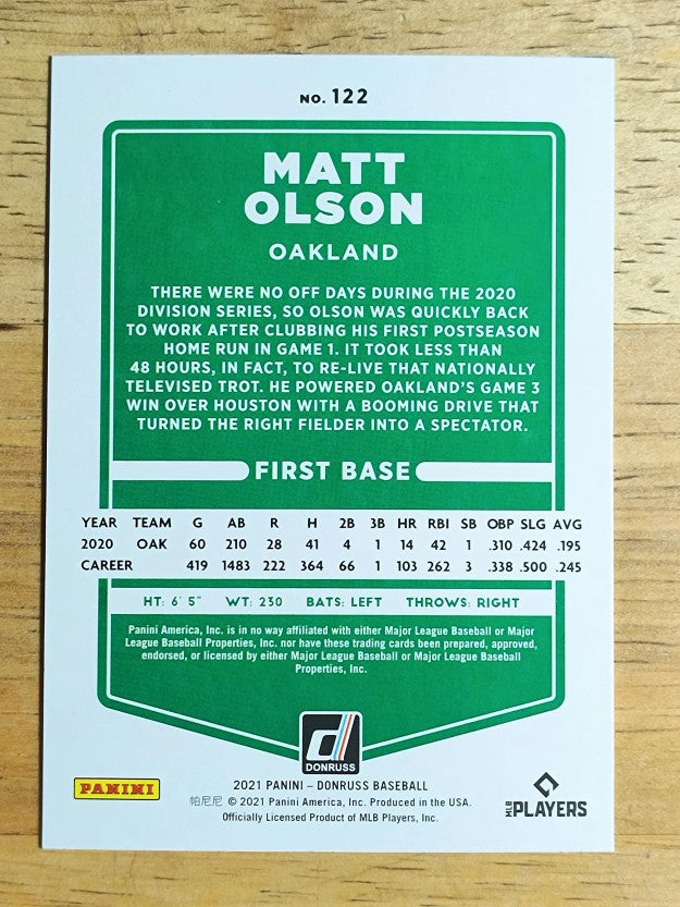 2021 Donruss #122 Matt Olson