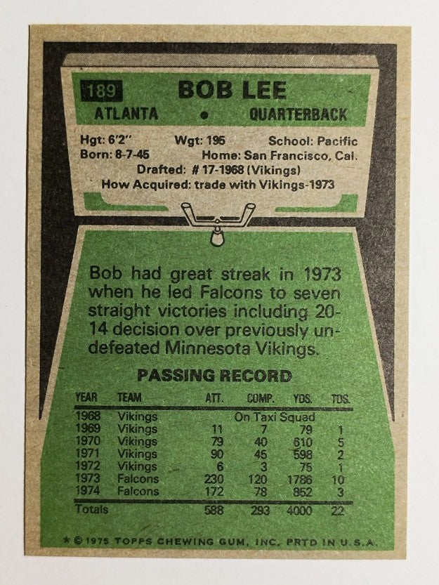 1975 Topps #189 Bob Lee (MINT)