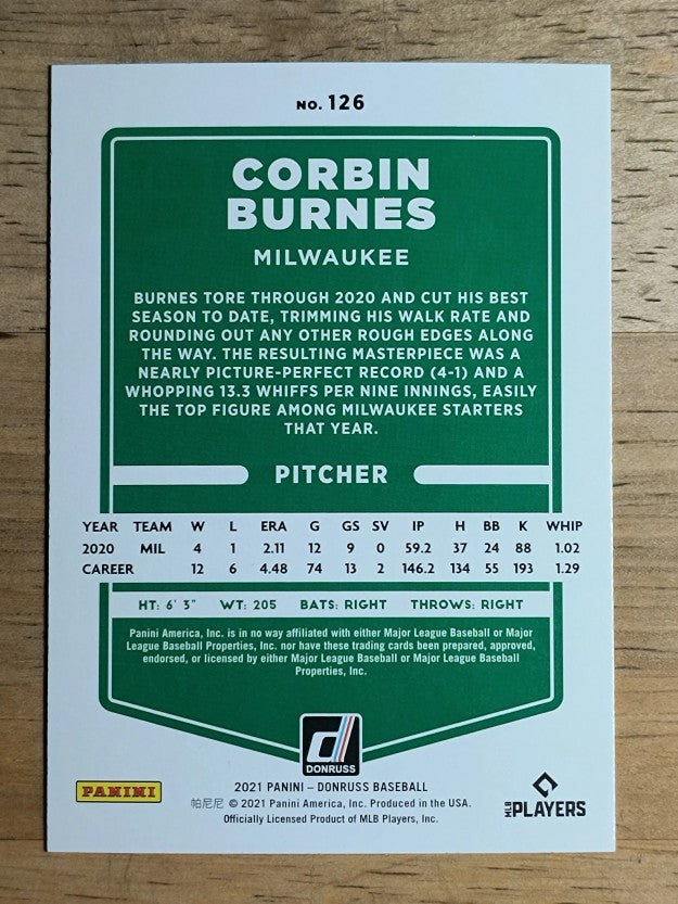 2021 Donruss #126 Corbin Burnes